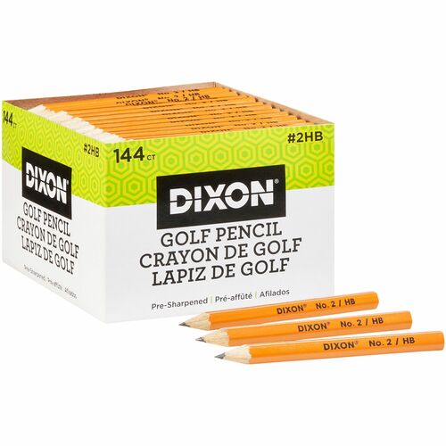 Dixon Pre-sharpened Wood Golf Pencils - #2 Lead - Yellow Wood Barrel - 144 / Box - Wood Pencils - DIX14998