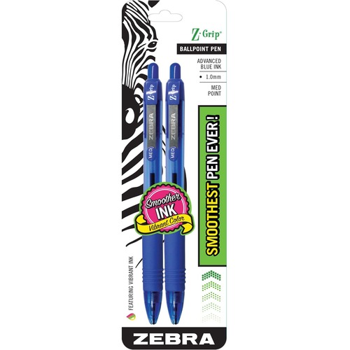 Zebra Pen Z-Grip Retractable Ballpoint Pens - Medium Pen Point - 1 mm Pen Point Size - Retractable - Blue - Blue Barrel - 1 Pack