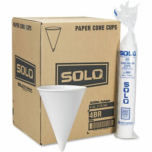 Solo Eco-Forward Paper Cone Water Cups - 200 / Pack - 4 fl oz - Cone - 5000 / Carton - White - Paper - Cold Drink