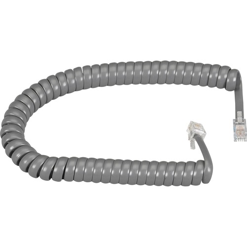 Black Box Modular Coiled Handset Cable - RJ-22 Male Phone - RJ-22 Male Phone - 6ft - Dark Gray