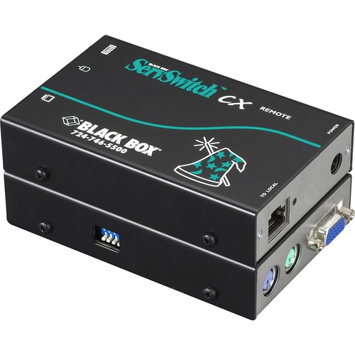 Black Box CX Series KVM Switch Remote Unit - VGA, PS/2 Console - 1 Remote User(s) - 980 ft Range - 1920 x 1200 Maximum Video Resolution - 1 x Network (RJ-45) - 2 x PS/2 Port - 1 x VGA - Desktop - TAA Compliant