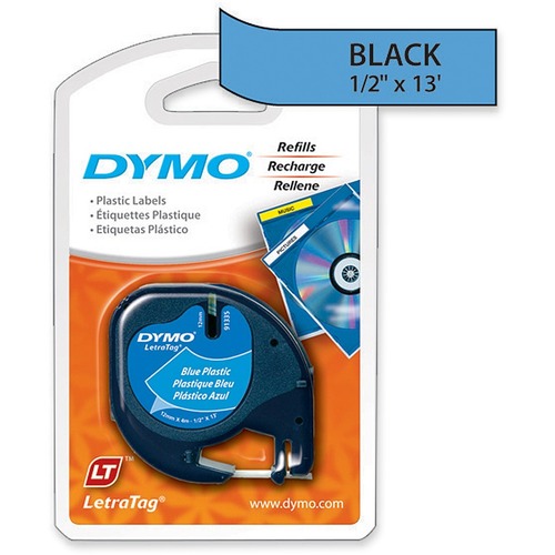 Dymo LetraTag Label Maker Tape Cartridge - 1/2" x 13 ft Length - Rectangle - Direct Thermal - Blue - Polyester - 1 Each