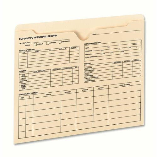 Smead Employee Record File Jackets - Manila - Recycled - 20 / Pack