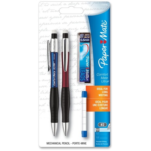 Paper Mate Comfortable Ultra Mechanical Pencils - #2 Lead - 0.5 mm Lead Diameter - Refillable - Assorted Barrel - 2 / Pack - Mechanical Pencils - PAP1738795