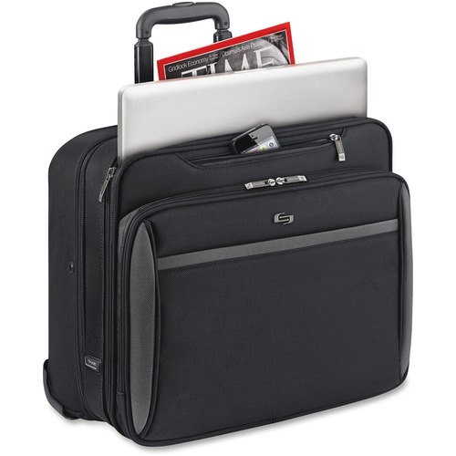 Solo Sterling Carrying Case (Roller) for 16" Notebook - Black - Polyester Body - Checkpoint Friendly - Handle - 14" Height x 16.3" Width x 7" Depth - 1 Each
