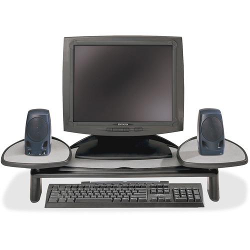 Kensington Adjustable Flat Panel Monitor Stand - Up to 21" Screen Support - 15.88 kg Load Capacity - Flat Panel Display Type Supported - 2 x Shelf(ves) - 4.50" (114.30 mm) Height x 34" (863.60 mm) Width x 14" (355.60 mm) Depth - Desktop - Black