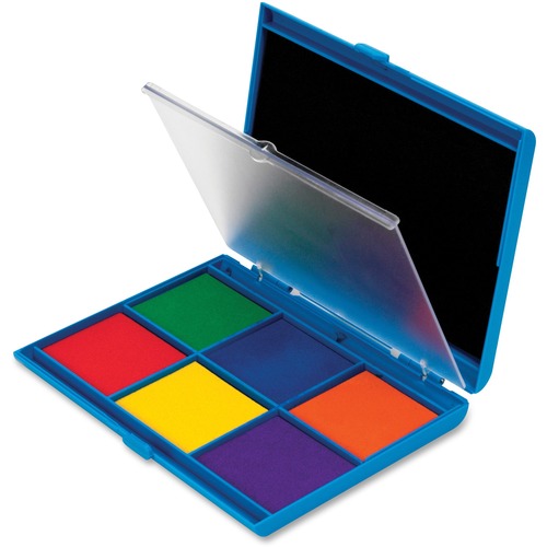 Learning Resources 7 Color Stamp Pad Ink Pad - 1 Each - Black, Green, Blue, Orange, Red, Yellow, Purple Ink - Classroom Helpers - LRN4275