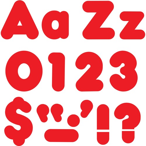 Trend Red 4" Casual Combo Ready Letters Set - Skill Learning: Number, Alphabet, Symbol - 20 x Number, 82 x Lowercase Letters, 50 x Uppercase Letters, 29 x Punctuation Marks Shape - Casual Style - Fade Resistant, Reusable, Easy to Use, Durable - Red - 1 / 