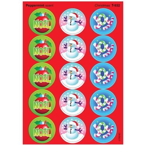 Trend Christmas - Peppermint - Fun, Encouragement, Christmas Theme/Subject - Round Shape - Self-adhesive - Acid-free, Non-toxic, Photo-safe - 60