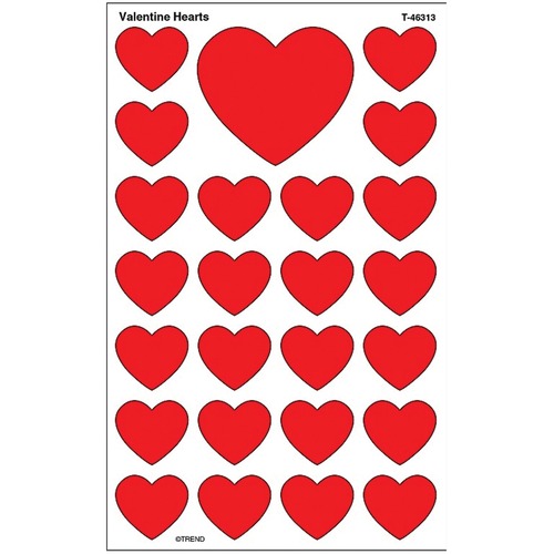 Trend Valentine Hearts SuperShapes Stickers - Large - Valentine's Day Theme/Subject - Acid-free, Non-toxic, Photo-safe - 200 / Pack