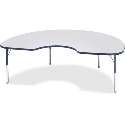 Jonti-Craft Berries Elementary Height Color Edge Kidney Table - Laminated Kidney-shaped, Navy Top - Four Leg Base - 4 Legs - Adjustable Height - 15" to 24" Adjustment - 72" Table Top Length x 48" Table Top Width x 1.13" Table Top Thickness - 24" Height - 