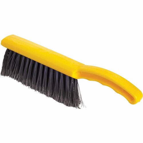 Rubbermaid Commercial Countertop Block Brush - 8" Synthetic Bristle - 12.5" Overall Length - 1 Each - Yellow, Silver