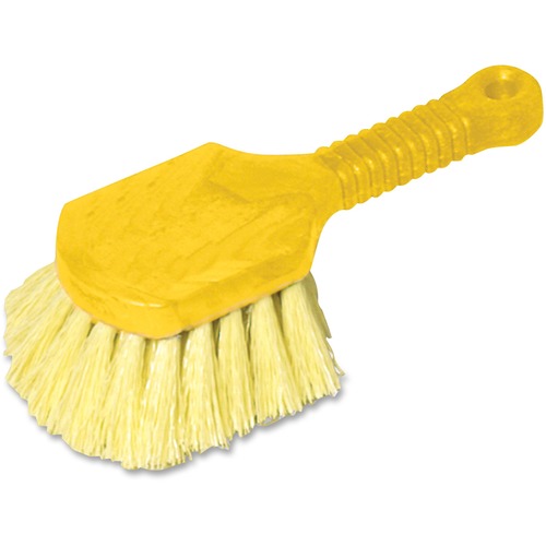 Rubbermaid Commercial Short Handle Utility Brush - 8" Handle Length - 1 Each - Yellow