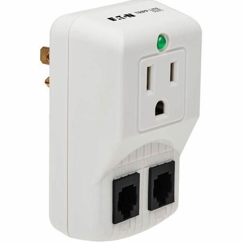 Eaton Tripp Lite Series Protect It! 1-Outlet Portable Surge Protector, Direct Plug-In, 750 Joules, Tel/Modem Protection - 1 x NEMA 5-15R - 1800 VA - 750 J - 120 V AC Input - 120 V AC Output