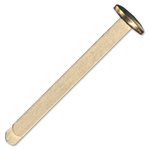 Charles Leonard Round Head Paper Fasteners - 3/4" Shank Length - Brass-Plated Finish - Rigid Shanks With Sharp Points - Wide Heads Prevent Pull-Through - For Binding And Crafts - 100/Box
