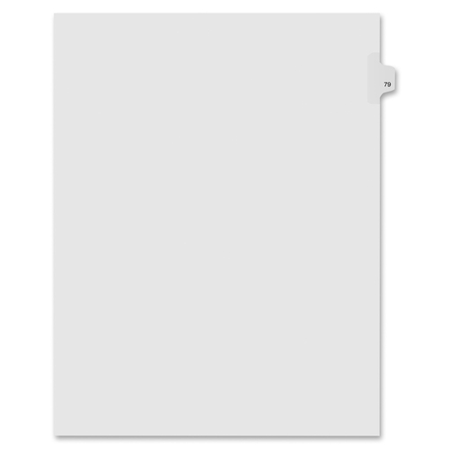 Kleer-Fax Numeric Laminated Tab Index Dividers - Printed Tab(s) - Digit - 79 - 25 Tab(s)/Set - 8.5" Divider Width x 11" Divider Length - Letter - White Divider - Recycled - Unpunched, Laminated Tab - 25 / Pack