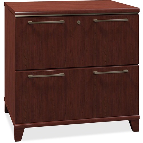 Bush Business Furniture Enterprise 30W 2 Drawer Lateral File - 30" x 23.1" x 1" x 30" - 2 x File Drawer(s) - Material: Engineered Wood - Finish: Harvest Cherry, Thermofused Laminate (TFL) - Scratch Resistant, Stain Resistant, Cord Management, Ball-bearing