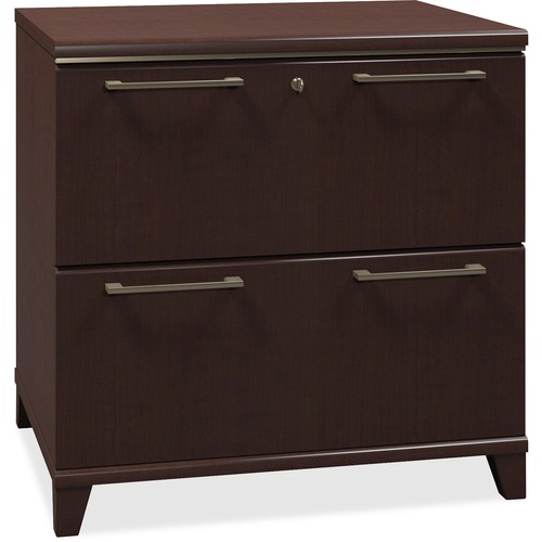 Bush Business Furniture Enterprise 30W 2 Drawer Lateral File - 30" x 23.1" x 1" x 30" - 2 x File Drawer(s) - Material: Engineered Wood - Finish: Thermofused Laminate (TFL), Mocha, Mocha Cherry - Scratch Resistant, Stain Resistant, Cord Management, Ball-be