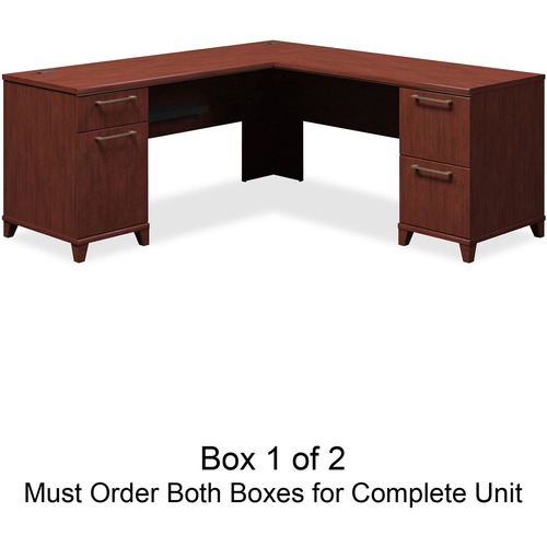 Bush Business Furniture Enterprise 72W x 72D L-Desk Box 1 of 2 - 4-Drawer - 70" x 70" x 1" x 30" - 4 Drawer(s) - Double Pedestal - Material: Engineered Wood - Finish: Harvest Cherry, Laminate - Scratch Resistant, Stain Resistant, Cord Management, 4-port U
