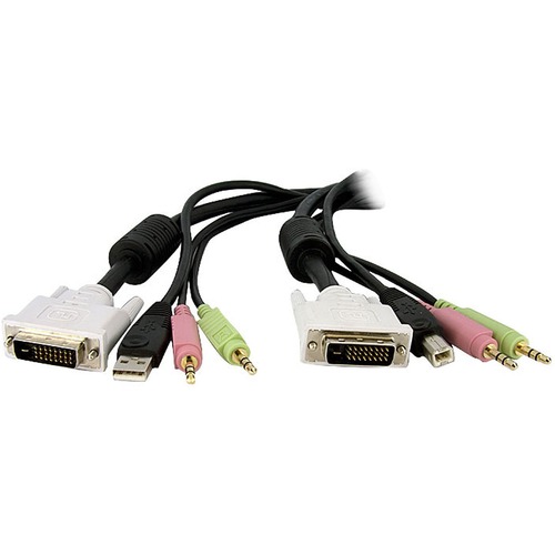 StarTech.com 15 ft 4-in-1 USB DVI KVM Switch Cable with Audio - Connect high resolution DVI video, USB, and audio all in one cable