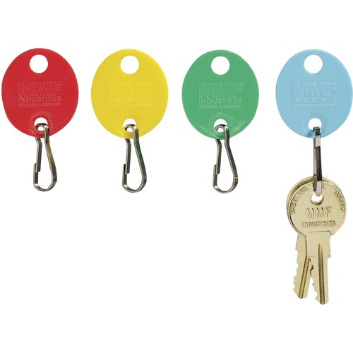 MMF Snap Hook Colored Oval Key Tags - Oval - Hook Fastener - 1 / Pack - Plastic - Red, Yellow, Green, Blue