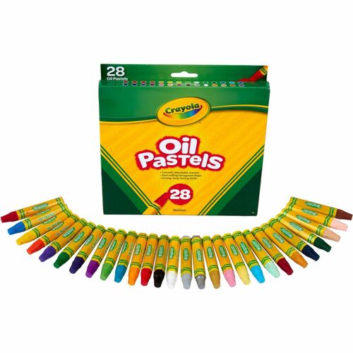 Crayola Jumbo-sized Oil Pestels - Apricot, Black, Blue, Green Blue, Blue-violet, Brown, Gray, Green, Metallic Silver, Orange, Peach, ... - 28 / Set