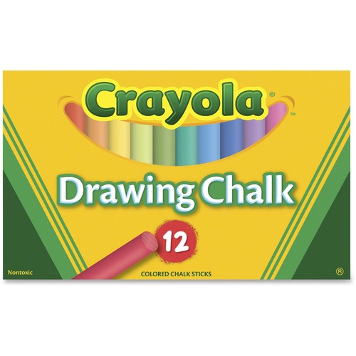 Crayola Colored Drawing Chalk - 3.2" Length - 0.4" Diameter - Assorted - 12 / Box - Non-toxic
