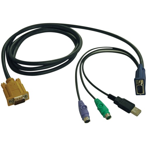 Tripp Lite 6ft USB / PS2 Cable Kit for KVM Switches B020-U08 / U16 & B022-U16 - HD-18 Male Keyboard/Mouse/Video - HD-15 Male VGA, Type A Male USB, mini-DIN (PS/2) Male Keyboard, mini-DIN (PS/2) Male Mouse - 6ft - Black"