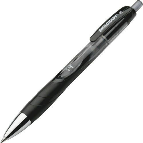 SKILCRAFT Smooth-flowing Gel Pen - Medium Pen Point - Retractable - Black Gel-based Ink - 3 / Pack