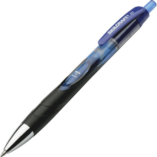 SKILCRAFT Smooth-flowing Gel Pen - Medium Pen Point - Retractable - Blue Gel-based Ink - Tinted Barrel - 3 / Pack