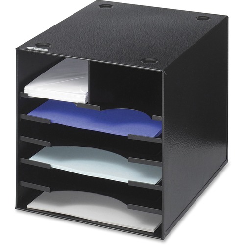 Safco Desktop Organizer - 7 Compartment(s) - 10" Height x 10" Width x 12" DepthDesktop - Stackable - Powder Coated - Black - Steel - 1 Each