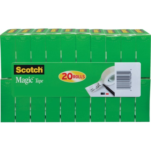 Scotch 3/4"W Magic Tape - 27.78 yd Length x 0.75" Width - 1" Core - Yellowing Resistant, Split Resistant, Tear Resistant - For Mending, Home, Office - 20 / Pack - Matte - Clear