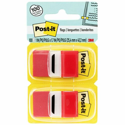 Post-it® Red Flag Value Pack - 600 x Red - 1" x 1 3/4" - Rectangle - Unruled - Red - Removable, Writable - 12 / Box