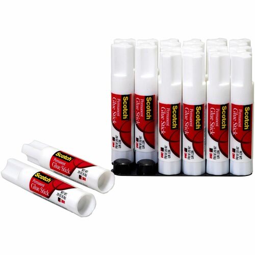 Scotch Permanent Glue Sticks - 0.28 oz - 18 / Pack - White