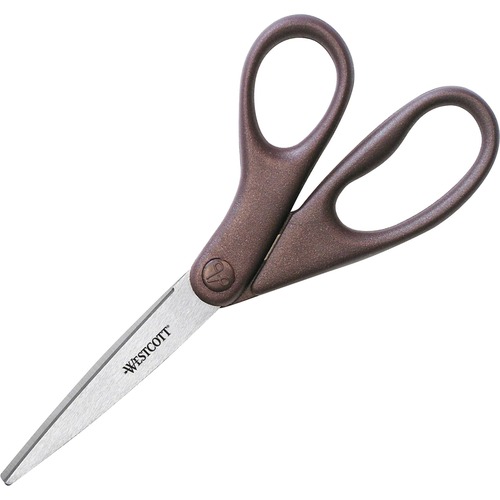 Westcott 8" All Purpose Burgundy Scissors - 3.13" Cutting Length - 8" Overall Length - Straight-left/right - Stainless Steel - Pointed Tip - Burgundy - 1 Each