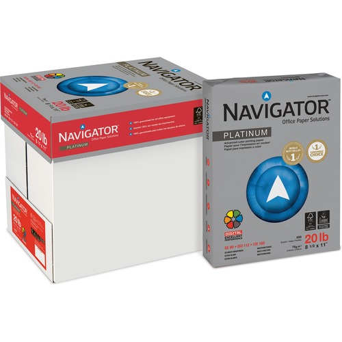 Navigator Platinum Superior Productivity Multipurpose Paper - Silky Touch - White - 99 Brightness - 93% Opacity - Letter - 8 1/2" x 11" - 20 lb Basis Weight - Smooth - 2500 / Carton - Jam-free, Chlorine-free - White