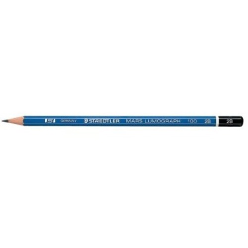 Staedtler Mars Lumograph Drawing/Sketching Pencil - 2B Lead - Black Lead - Blue Barrel - 12/Box