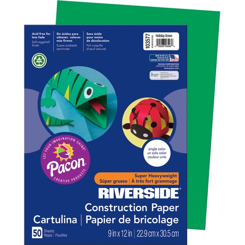 Riverside Construction Paper - Multipurpose - 9" Width x 12" Length - 50 / Pack - Green