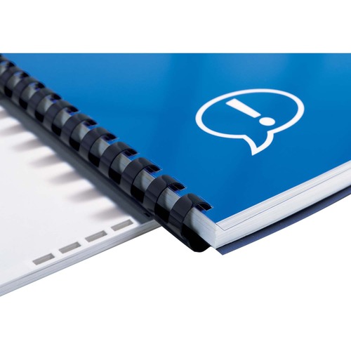 GBC CombBind 4011485G Binding Spine - 0.37" Maximum Capacity - 55 x Sheet Capacity - Round - Navy - Plastic - 100 Pack