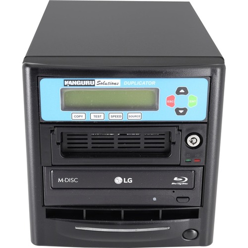 Kanguru 1 Target, Blu-ray Duplicator with Internal Hard Drive - Standalone - Blu-ray Writer - 8x BD-R, 16x DVD R, 16x DVD-R, 52x CD-R, 4x DVD R, 12x DVD-R - 8x BD-RE, 8x DVD R/RW, 8x DVD-R/RW, 24x CD-RW - USB, TAA Compliant