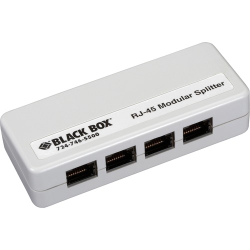 Black Box RJ45 Shielded Mod Splitter 1RJ45/4RJ45 A Pin - RJ-45 Network Cable for Network Device - First End: 1 x RJ-45 Network - Male - Second End: 4 x RJ-45 Network - Female - Splitter Cable - Shielding - TAA Compliant