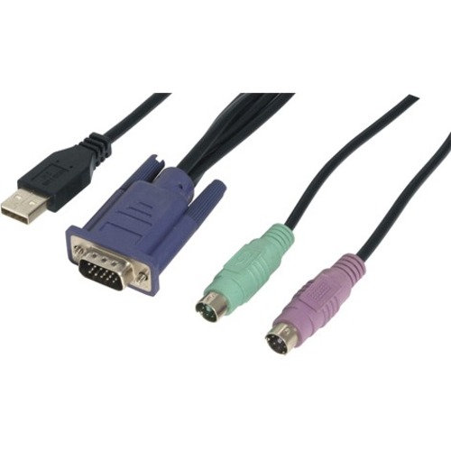 Middle Atlantic PS2/USB-4C Rackmount Monitor/Keyboard Cable Adapter - Video Cable - First End: USB - Second End: Mini-DIN (PS/2), Mini-DIN (PS/2), DB-15