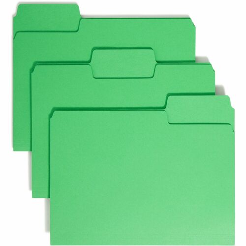 Smead SuperTab 1/3 Tab Cut Letter Recycled Top Tab File Folder - 8 1/2" x 11" - 3/4" Expansion - Top Tab Location - Assorted Position Tab Position - Green - 10% Recycled - 100 / Box