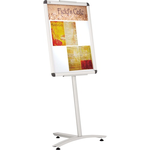 Quartet® Improv™ Lobby Clip Frame Sign - 54" Height x 18" Width - Freestanding - Plastic, Aluminum - Silver