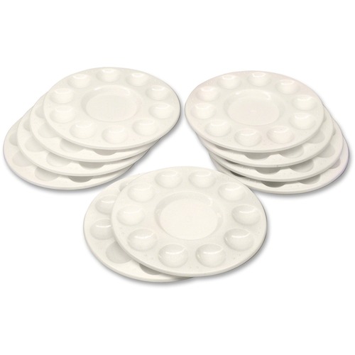 Creativity Street Round Paint Trays - Classroom - 10 / Pack - White - Plastic