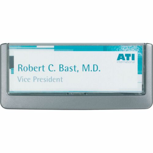 DURABLE® Wall-Mounted CLICK SIGN - 2-1/8" x 5-7/8" - Acrylic, Aluminum - Updateable - Graphite - 1 Pack