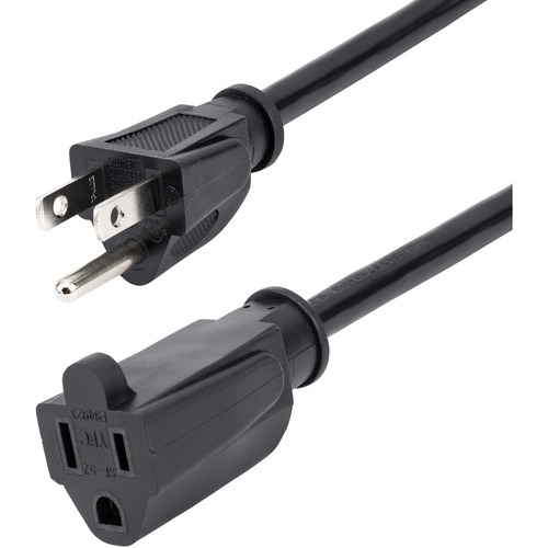 StarTech.com Power Extension Cable - 125V AC - 15A - 6ft - Black - Extend your power cord by 6ft - 6ft 5-15 Extension Cord / 6 ft NEMA Extension Cord / AC Power Extension Cord / 6 feet Power Extension Cable / NEMA 5-15R to NEMA 5-15P - Saves space and con