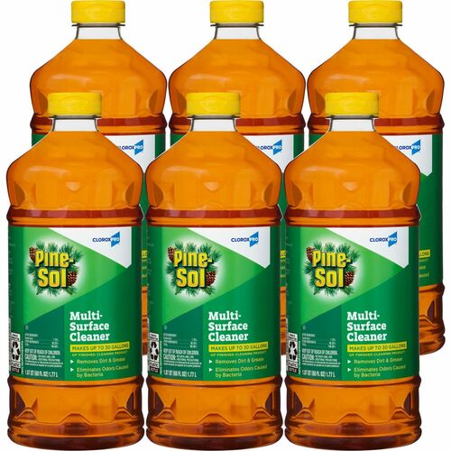 CloroxPro™ Pine-Sol Multi-Surface Cleaner - For Multipurpose - Concentrate - 60 fl oz (1.9 quart) - Pine Scent - 6 / Carton - Deodorize, Odorless, Anti-bacterial, Residue-free - Amber