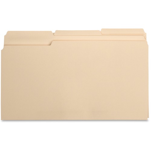 Business Source 1/3 Tab Cut Legal Recycled Top Tab File Folder - 8 1/2" x 14" - 3/4" Expansion - Top Tab Location - Assorted Position Tab Position - Manila - Manila - 10% Recycled - 100 / Box - Top Tab Manila Folders - BSN17526