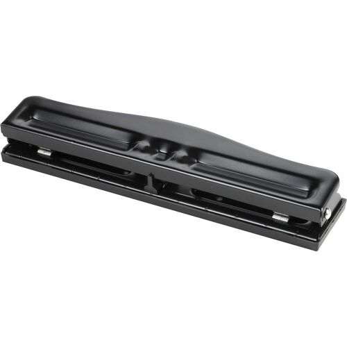 Business Source 3-Hole Adjustable Paper Punch - 3 Punch Head(s) - 11 Sheet of 16lb Paper - 1/4" Punch Size - Round Shape - Black